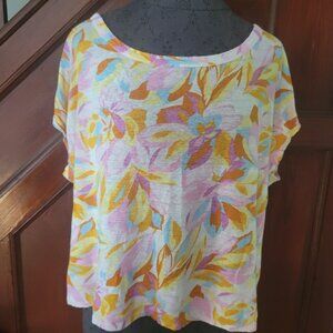 Joie Womens Floral Linen Top XL